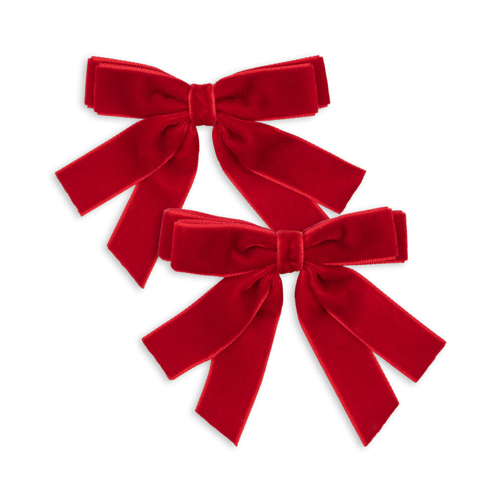 Konges Sløjd 2 Stuks Fluwelen Haarclips Met Dubbele Strik | Barbados Kers