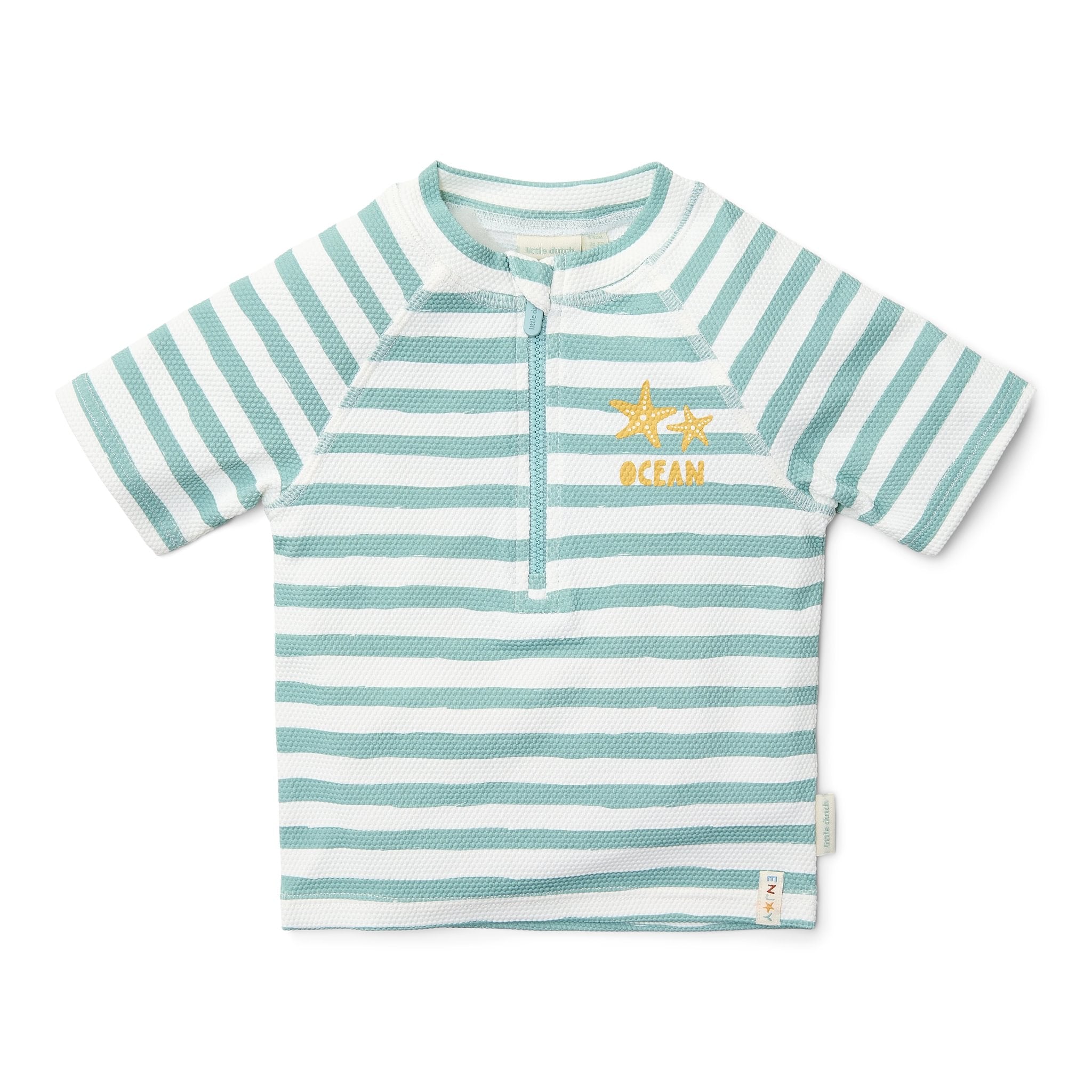 * Little Dutch UV Zwemshirt Korte Mouwen Stripes Surf Blue