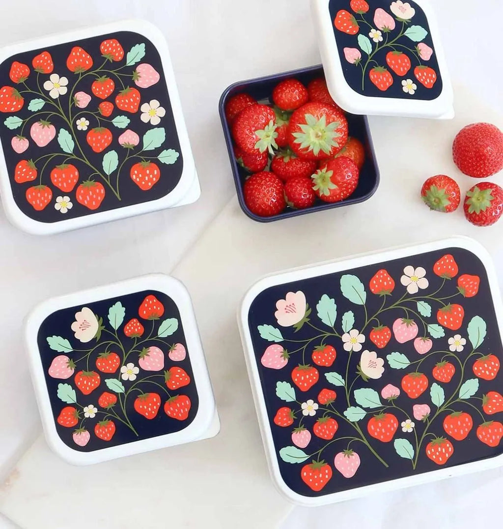 A Little Lovely Company Lunch & Snack Box Set | Aardbeien