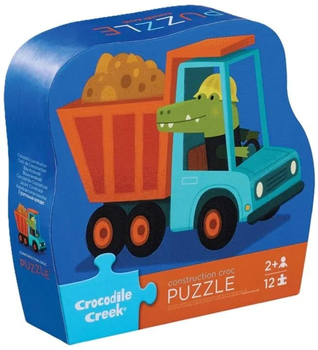 Crocodile Creek Shaped Box Puzzel 12ST | Construction Croc