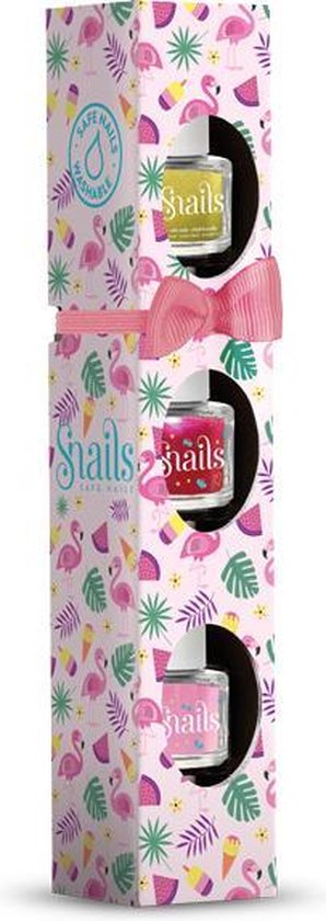 Snails Set 3 Mini Nagellakjes Afwasbaar | Flamingo