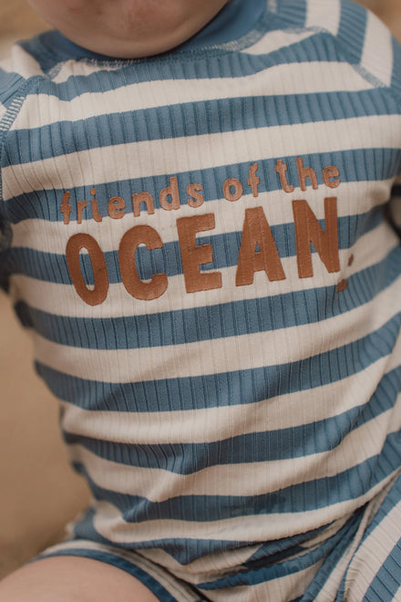 Little Dutch UV Zwempak Korte Mouwen | Ocean Blue Stripes