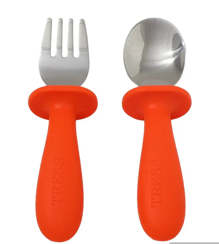 Tress Silicone Lepel en Vork | Happy Orange