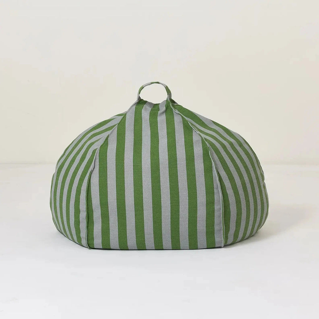 Nobodinoz Vibes Ronde Zitzak 70x30cm | Green Blue Stripes