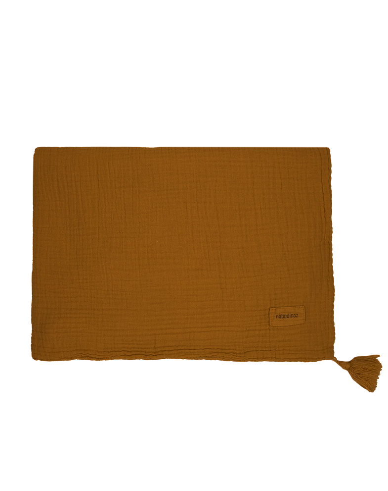 Nobodinoz Wabi Sabi Double Muslin Blanket 65x100cm | Golden Brown