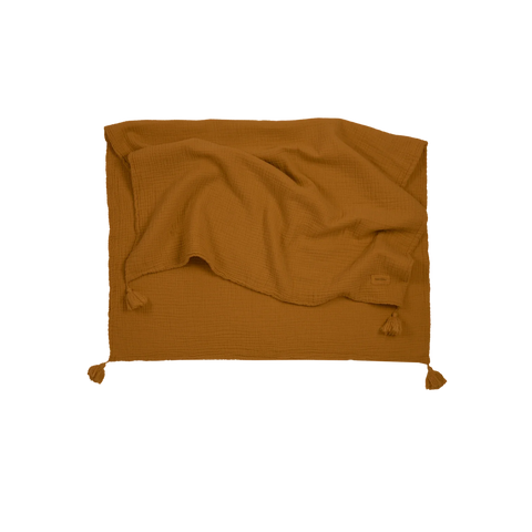 Nobodinoz Wabi Sabi Double Muslin Blanket 65x100cm | Golden Brown