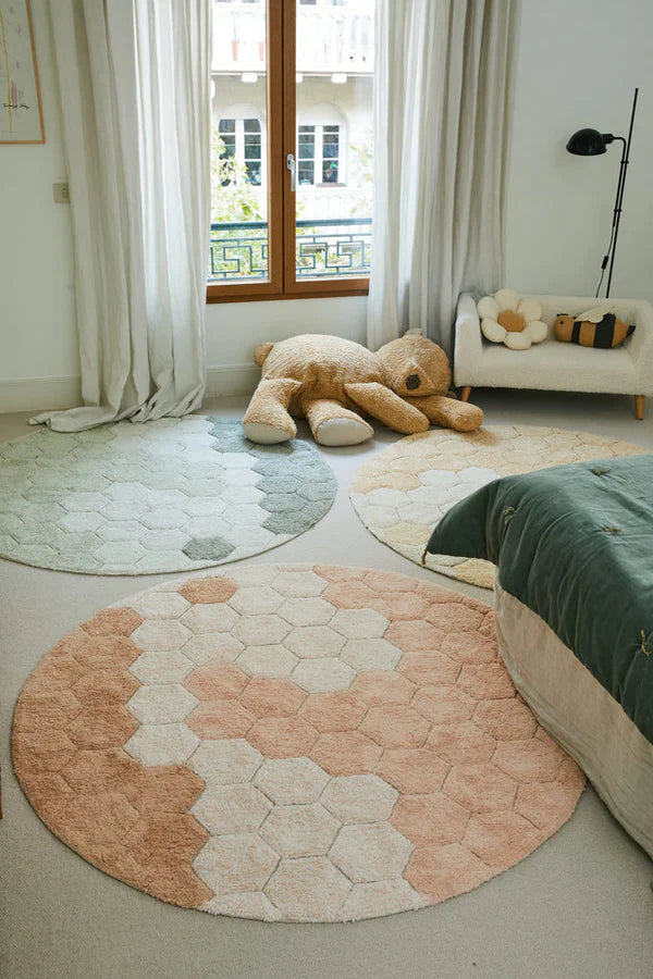 Lorena Canals Machinewasbaar Tapijt Rug Rond Ø140cm | Honeycomb Rose