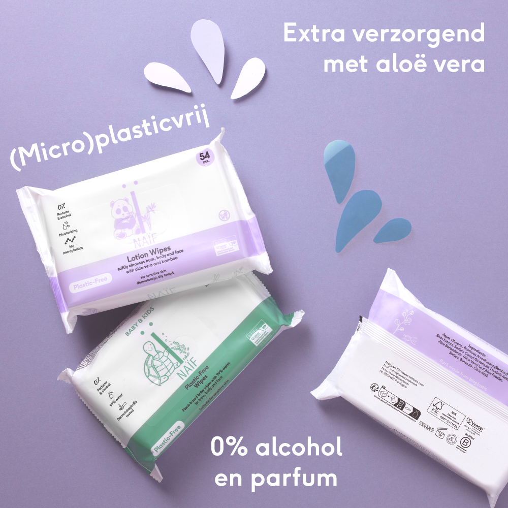 Naïf Plasticvrije Lotion Wipes Billendoekjes Set 8 x 54 Stuks