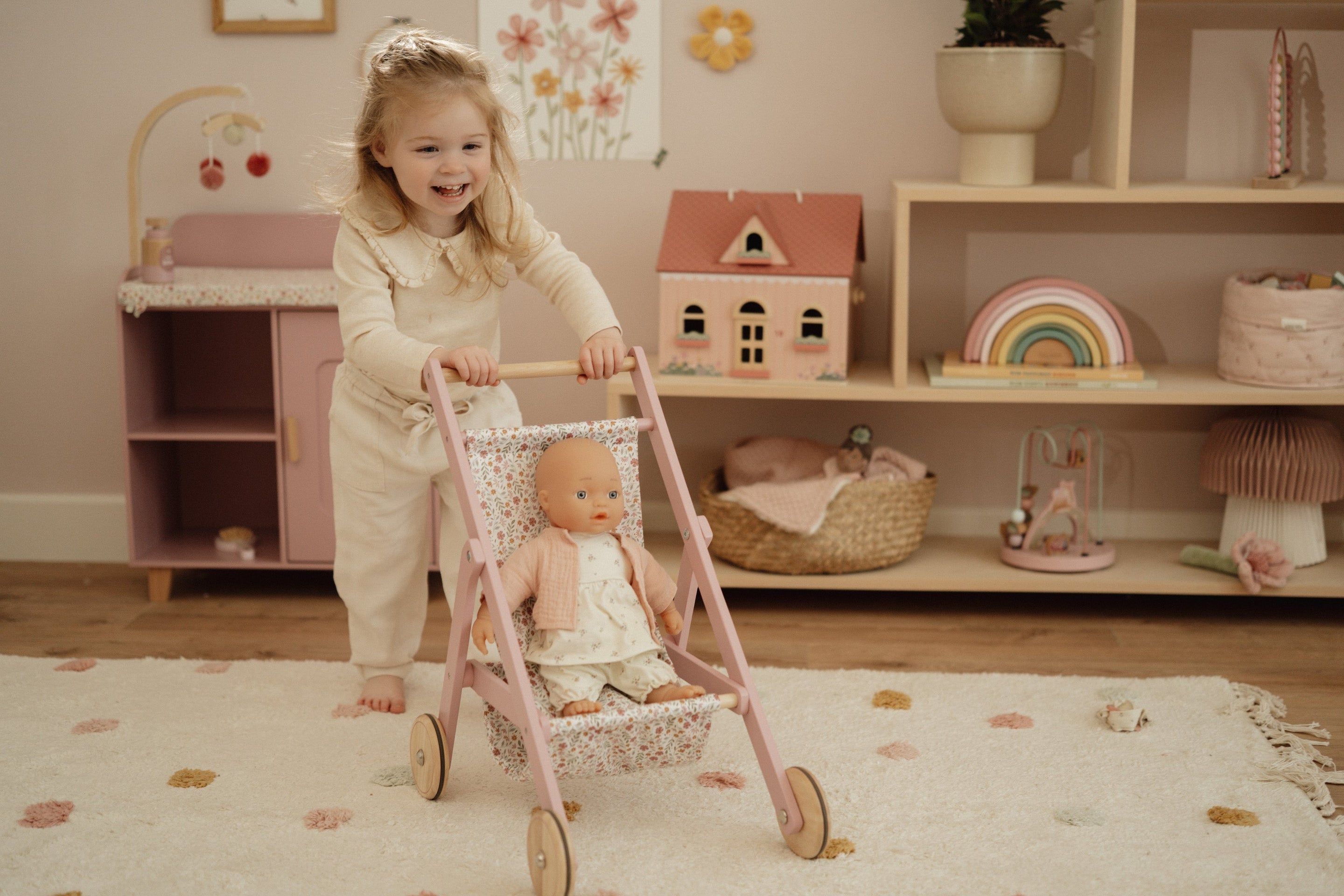 Little Dutch Houten Poppenbuggy | Roze