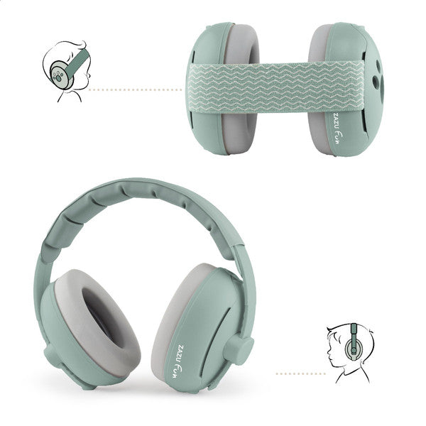 Zazu Gehoorbescherming Baby & Junior 2 in 1 | Groen