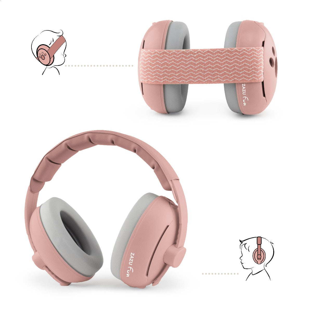 Zazu Gehoorbescherming Baby & Junior 2 in 1 | Pink