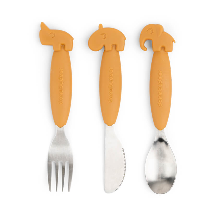 Done By Deer Easy Grip Cutlery Set | Deer Friends Mustard