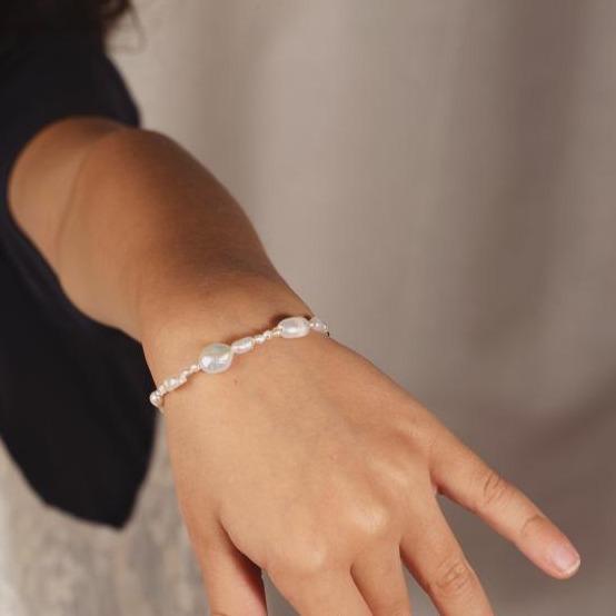 Galore Armband Mixed Pearls | Zilver Petite