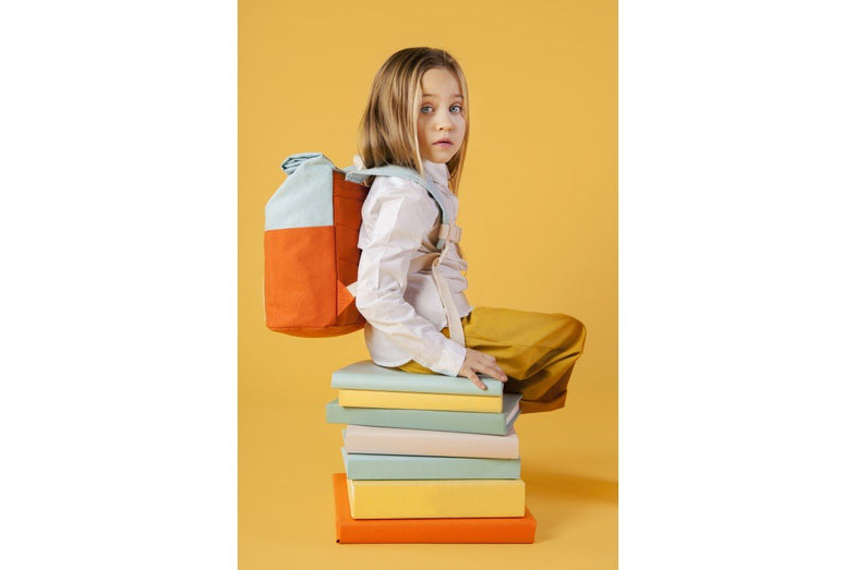 Blafre Roll Top Rugzak | Navy + Beige
