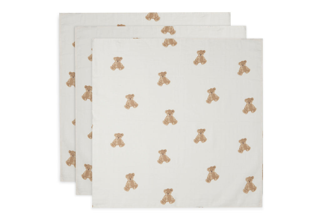 Jollein Hydrofiele Multidoek Small 70x70cm 3-Pack | Teddy Bear