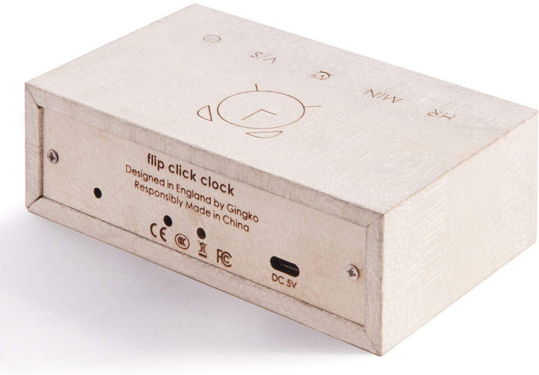 Gingko Flip Click Clock | White Maple