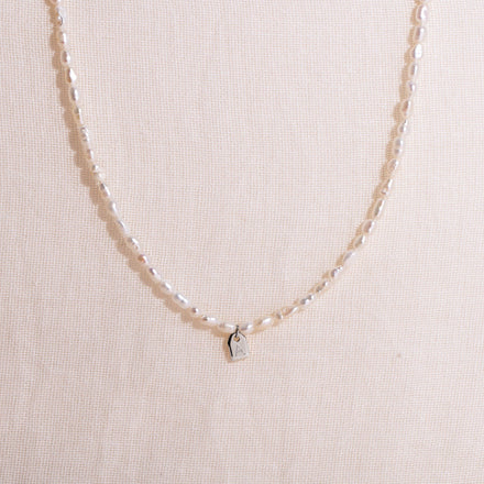 Galore Gepersonaliseerde Ketting Pearl & Tag | Zilver Petite