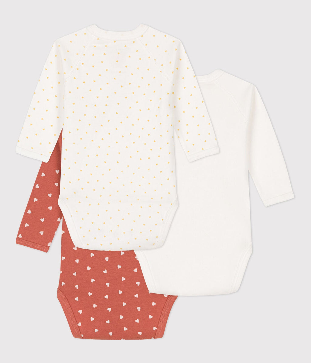 Petit Bateau Set 3 Katoenen Body's Met Lange Mouwen | Rood  *