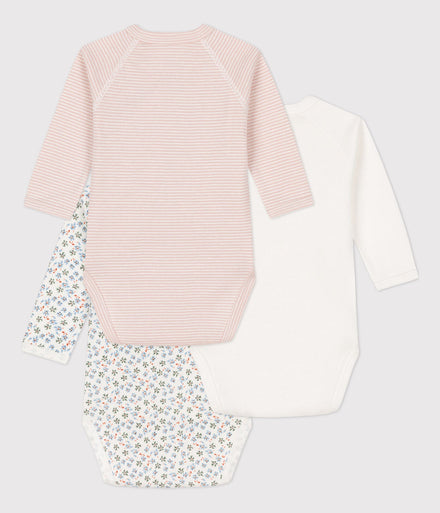 Petit Bateau Set 3 Rompers Met Lange Mouwen | Flowers  *