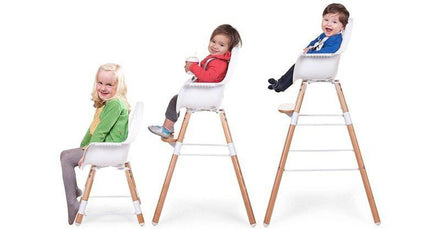 Childwood EVOLU2 meegroeistoel Naturel/wit 2 in 1 + beugel - DE GELE FLAMINGO - Kids concept store 