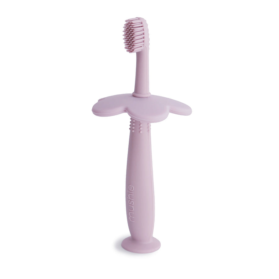 Mushie Siliconen Oefentandenborstel Bloem | Soft Lilac