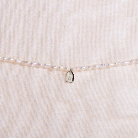 Galore Gepersonaliseerde Armband Pearl & Tag | Zilver Baby