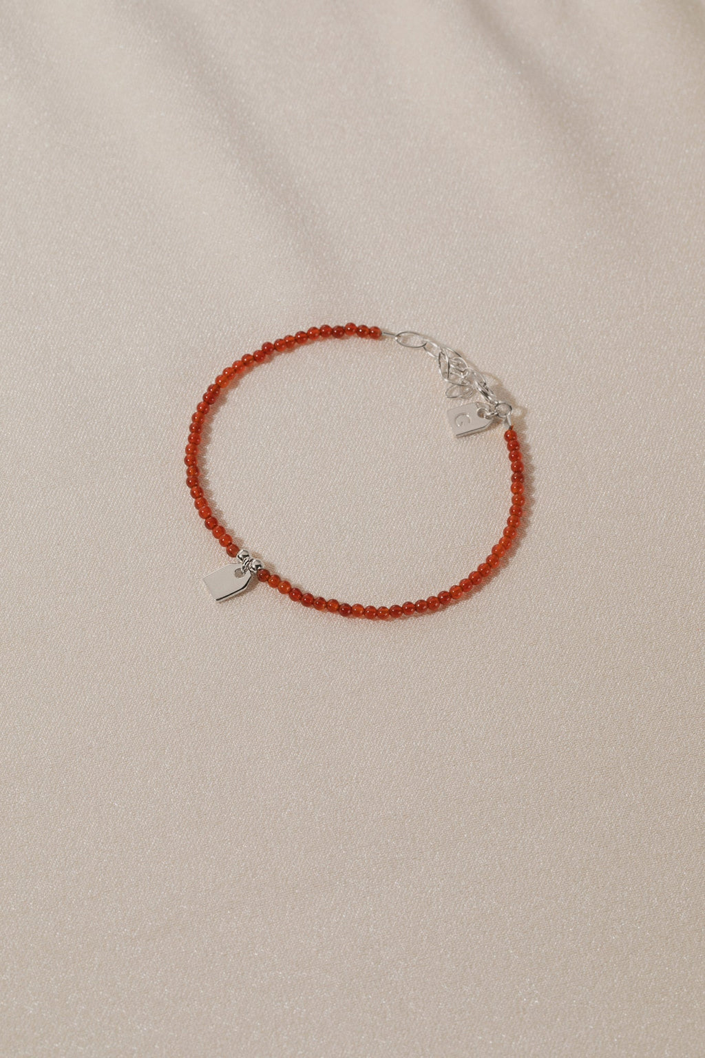 Galore Armband Birthstone July Carnelian & Tag | Zilver