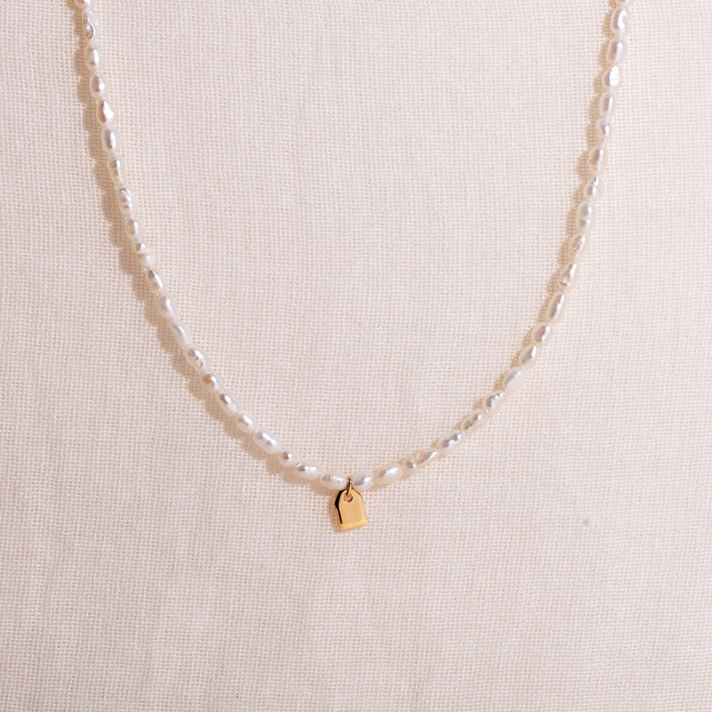 Galore Gepersonaliseerde Ketting Pearl & Tag | Gold Women