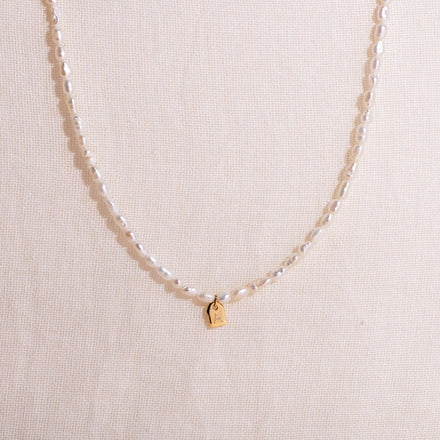 Galore Gepersonaliseerde Ketting Pearl & Tag | Gold Women