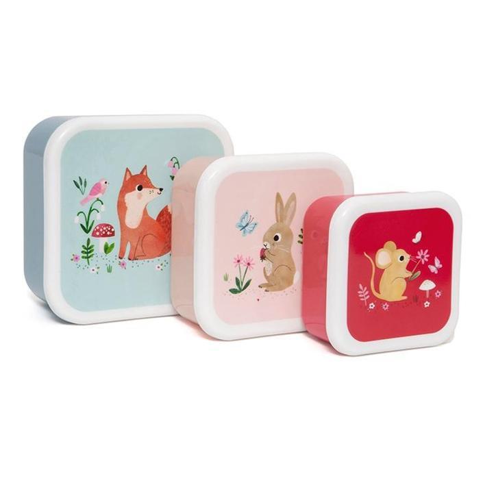 Petit Monkey Set 3 snack boxen Woodland Stone Blue
