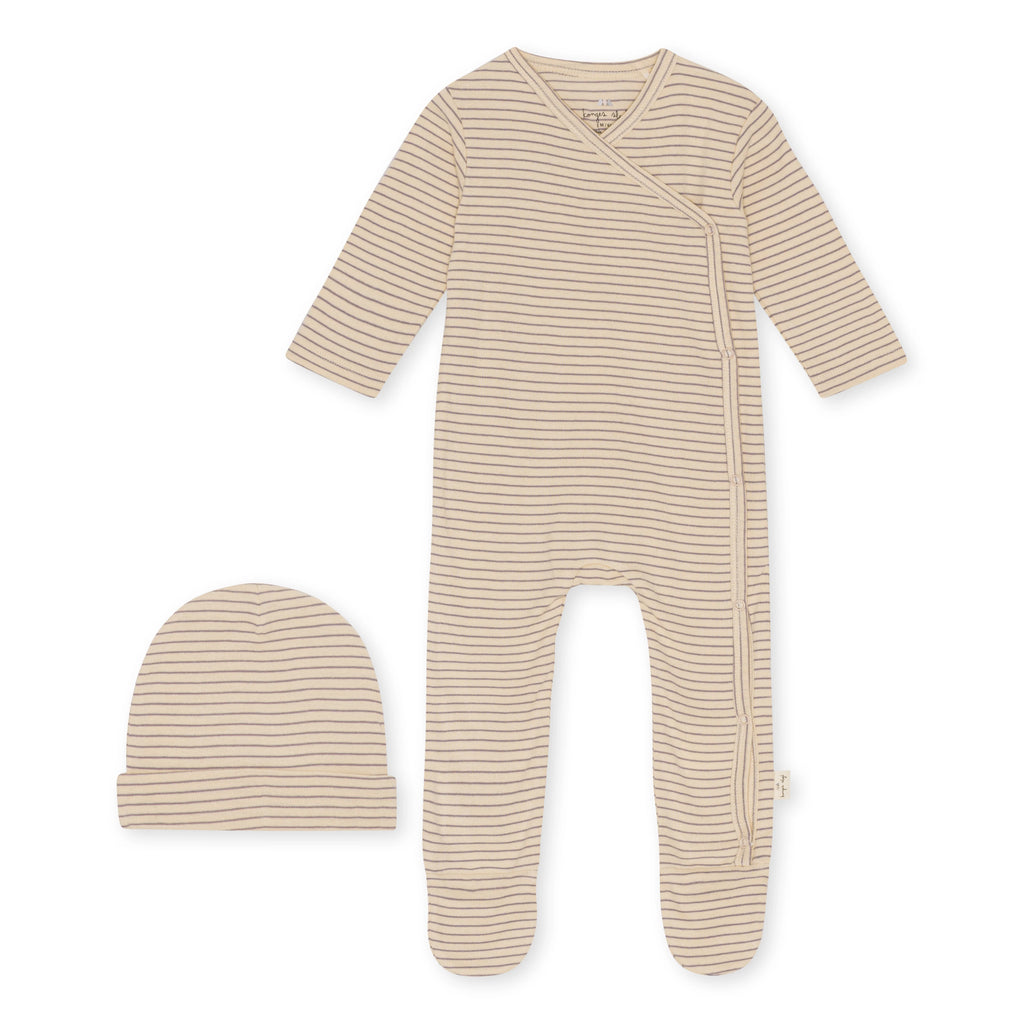 Konges Sløjd Dio Onesie Met Babymutsje | Silver Stripe