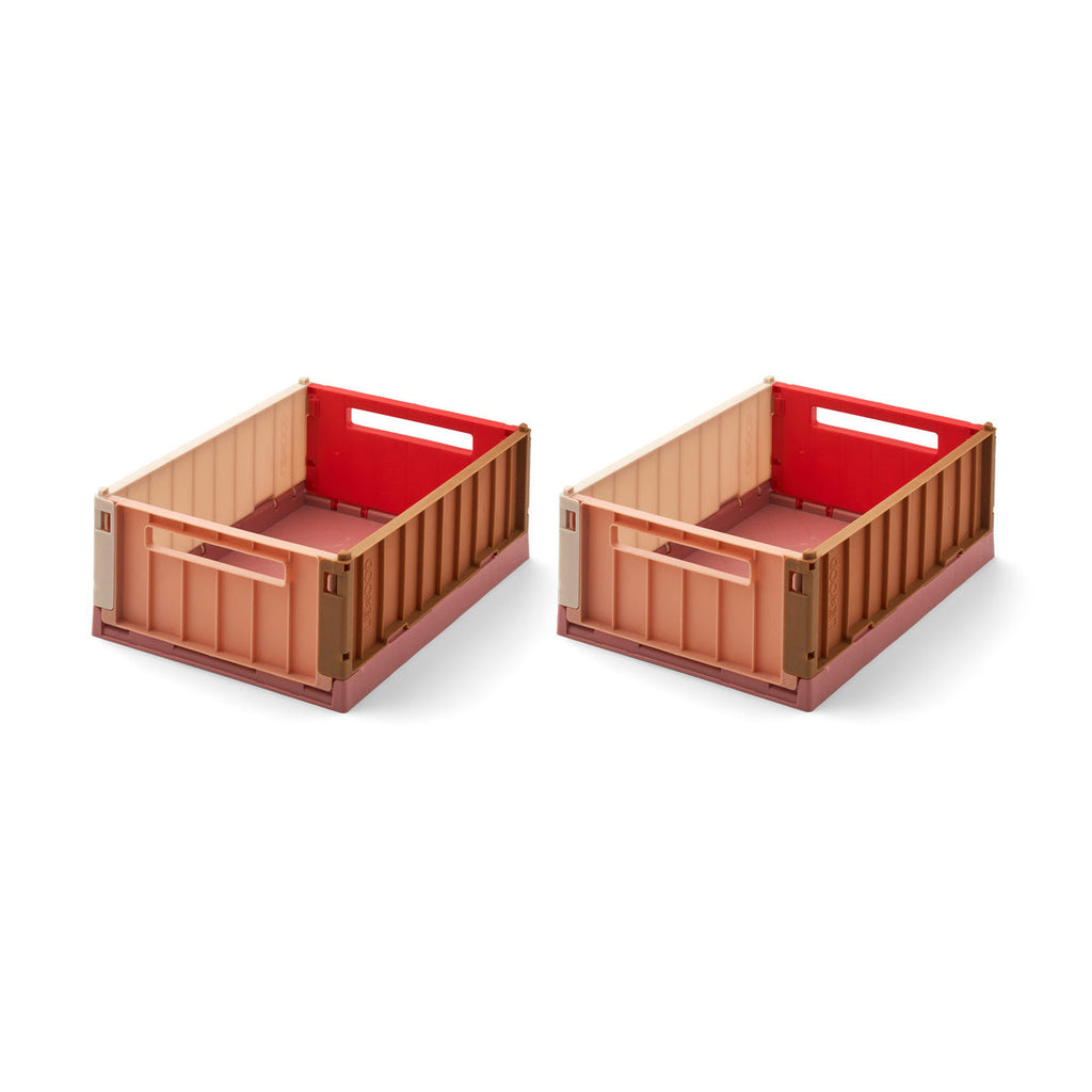 Liewood Weston Storage Box 2 Pack Small | Dusty Raspberry Multi Mix