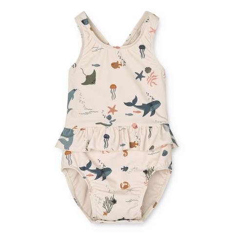 Liewood Amina Baby Badpak | Sea Creature Sandy*