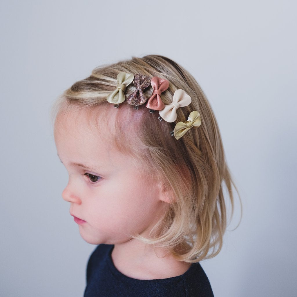 Mimi & Lula set 5 mini alligator strik haarspeldjes - Martha pink