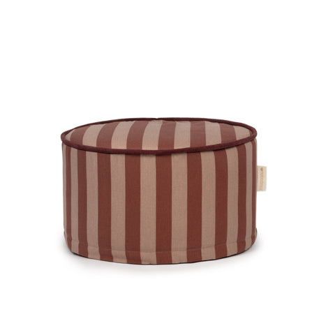 Nobodinoz Majestic Round Stool Pouffe | Marsala Taupe Stripes