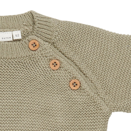 Little Dutch Babypakje Onesie Knit | Olive