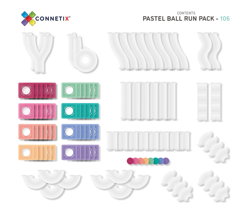 Connetix Tiles Pastel Ball Run Pack EU I 106 Stuks