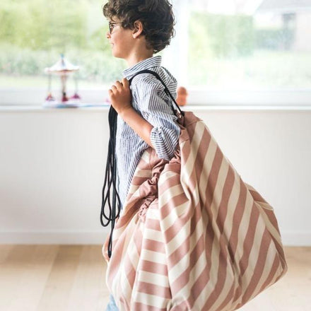 * Play And Go Opbergzak Speelmat | Stripes New Pink