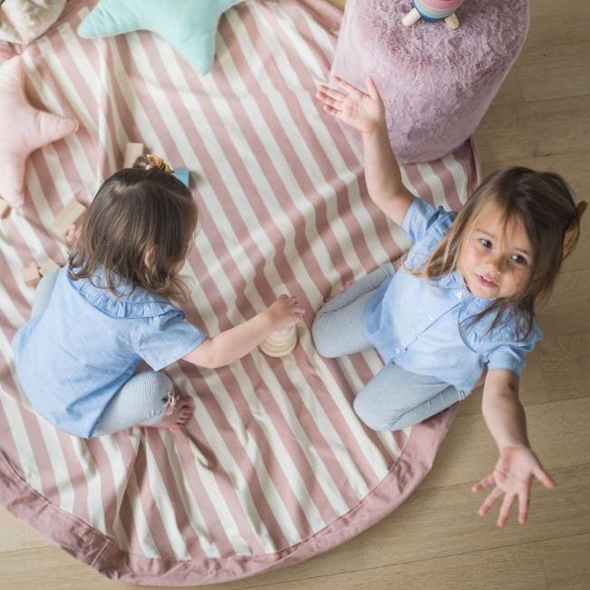 * Play And Go Opbergzak Speelmat | Stripes New Pink