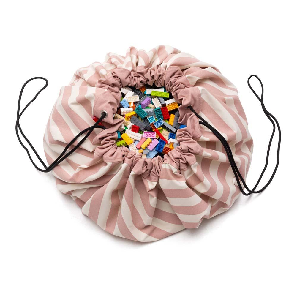 * Play And Go Opbergzak Speelmat | Stripes New Pink