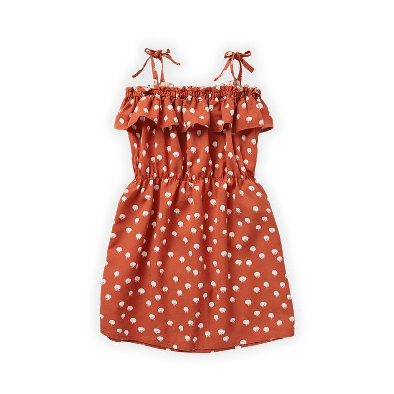 Sproet & Sprout Dress Ruffle Jurk | Tomato Tuscany Red*