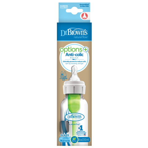 Dr Brown's Options+ Anti-Koliek Zuigfles Standaard Halsfles Glas Incl. Speen Fase 1 | 250ml