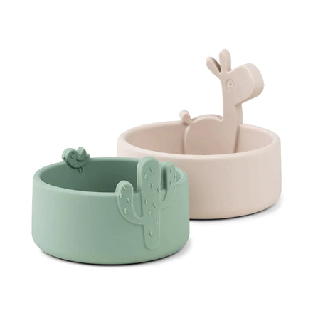 Done By Deer Silicone Bowl Set 2 | Lalee Sand / Green