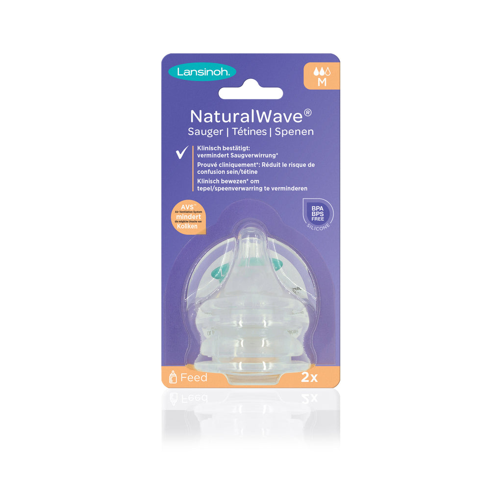 Lansinoh Natural Wave Spenen Set van 2 | Medium toevoer (3M)