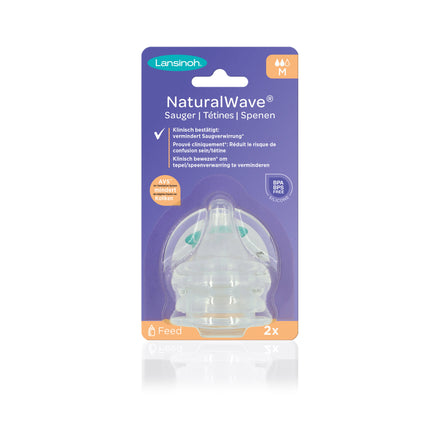 Lansinoh Natural Wave Spenen Set van 2 | Medium toevoer (3M)