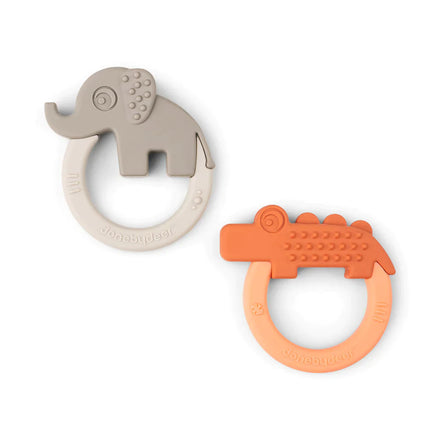 Done By Deer Bijtringen Tiny Teether 2-Pack | Deer Friends Papaye Sand