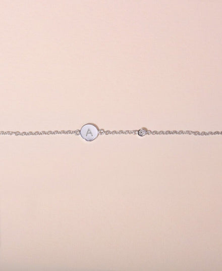 Galore Gepersonaliseerde Armband Circle & Diamond | Zilver Petite