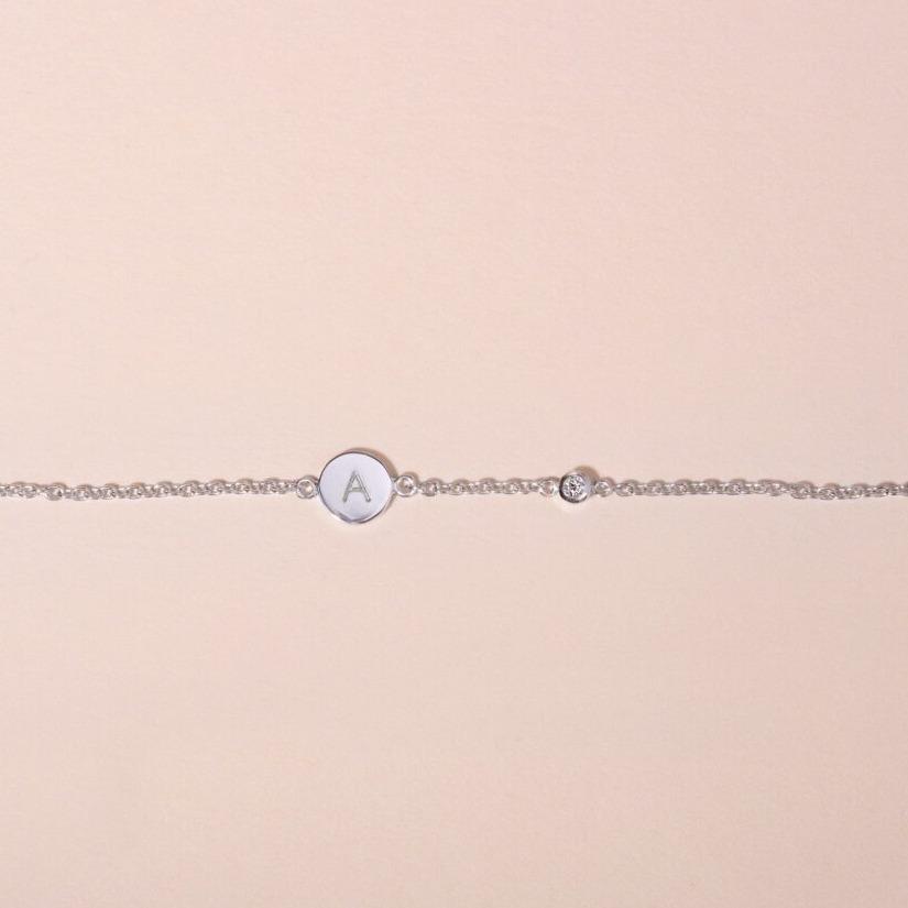 Galore Gepersonaliseerde Armband Circle & Diamond | Zilver Baby