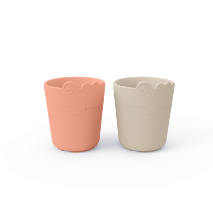 Done By Deer Kiddish Mini Mug 2-Pack | Croco Sand / Coral