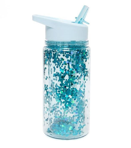 * Petit Monkey drinkfles Glitter Dusty Aqua